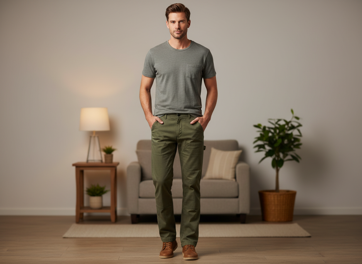 Nwt Alpine Design Men's Utility Pants Herringbone Vintage Olive Green — image 3 of 8
